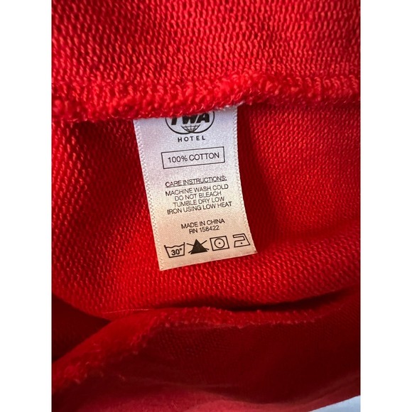 TWA Hotel Tracksuit Varsity Jacket Red Cotton Snap Front Bomber Mens Large - Picture 9 of 11